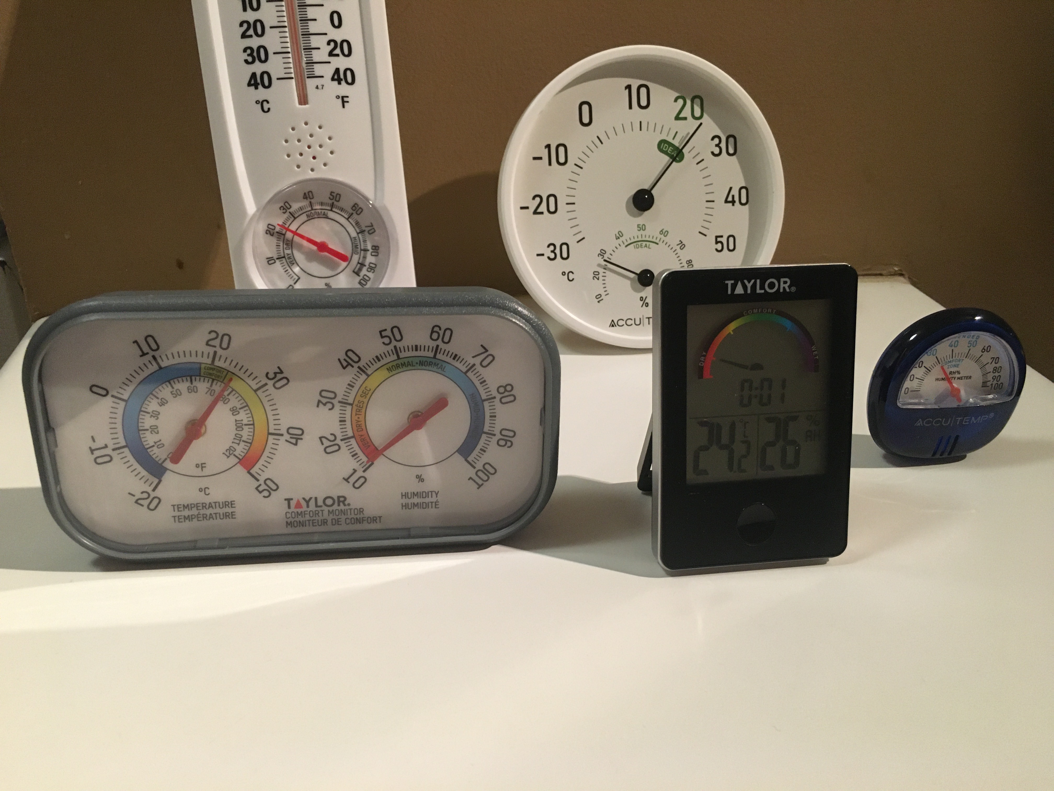 My new collection of
      hygrometers.